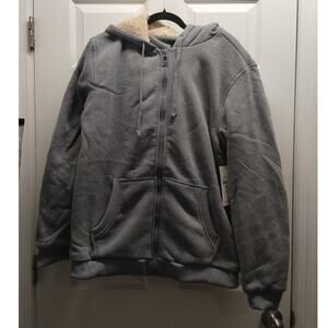Euro Joy NWT Men's Size XL Gray Zip-Up Fleece Lined Sweatshirt Hoodie